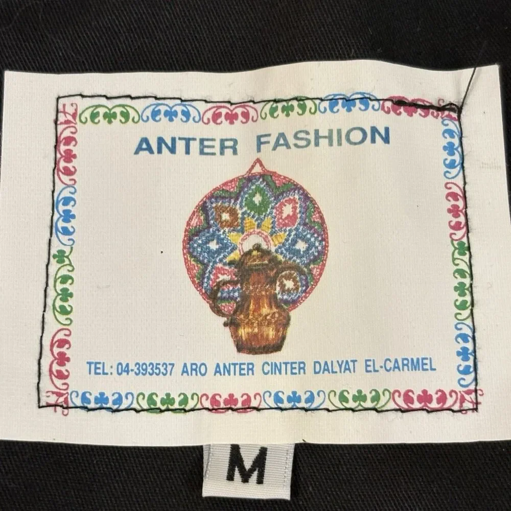 Anter Fashion Embroidered Vest Womens Medium Boho‎ Folk Geometric Rainbow Black